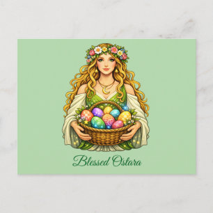 Carte Postale Panier floral de la déesse Ostara pour l'équinoxe 