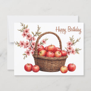 Carte Postale Panier Joyeux Anniversaire avec des Pommes 