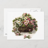 Carte Postale Panier Rose sauvage vintage (Devant / Derrière)