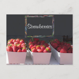 Carte postale - Paniers fraises avec panneau