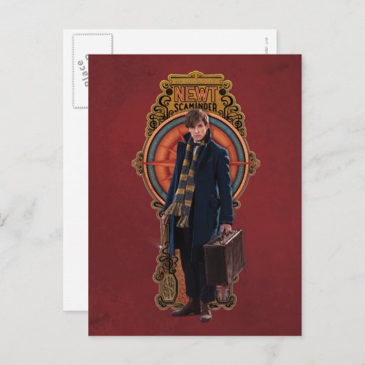 Carte Postale Panneau Art nouveau permanent NEWT SCAMANDER™ (Devant / Derrière)