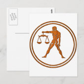 Carte Postale Panneau astrologie de la justice zodiaque Wood Lib (Devant / Derrière)