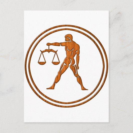 Carte Postale Panneau astrologie de la justice zodiaque Wood Lib (Devant)