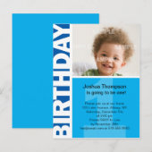 Carte Postale Panneau bleu 1er Invitation anniversaire (Devant / Derrière)