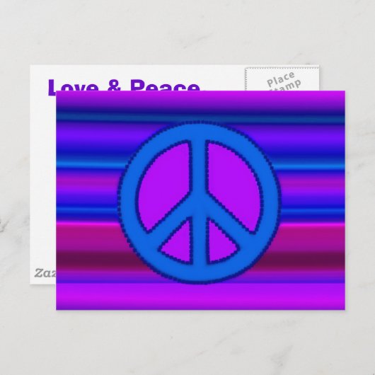 Carte Postale Panneau bleu violet fractal & paix (Devant / Derrière)