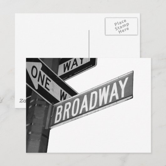 Carte Postale Panneau Broadway (Devant / Derrière)