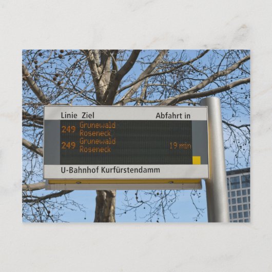 Carte Postale Panneau d'arrêt de bus à Berlin (Devant)