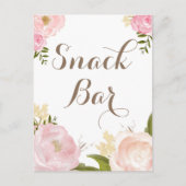 Carte Postale Panneau de bar à snacks Fleurs aquarelles romantiq (Devant)