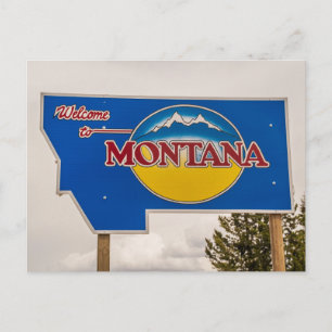 Carte Postale Panneau de bienvenue du Montana - Frontière du Mon