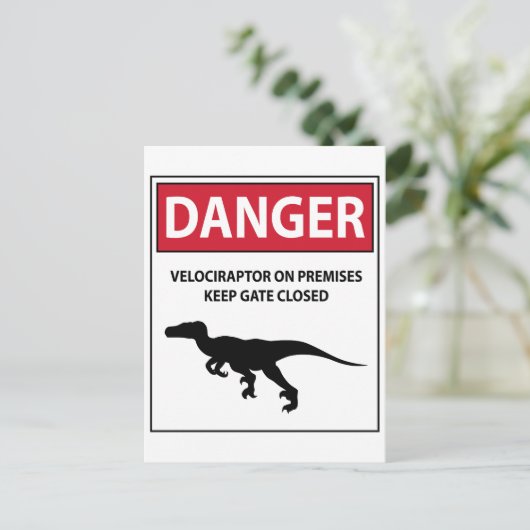 Carte Postale Panneau de danger (Raptors) (Debout devant)