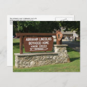 Carte Postale Panneau de la maison d'enfance d'Abraham Lincoln,  (Devant / Derrière)