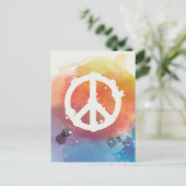 Carte Postale Panneau de paix avec aquarelle (Debout devant)