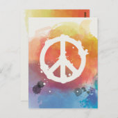 Carte Postale Panneau de paix avec aquarelle (Devant / Derrière)