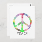 Carte Postale Panneau de paix couleur aquarelle (Devant / Derrière)
