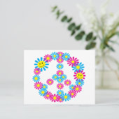 Carte Postale Panneau de Paix Fleur avec les visages (Debout devant)