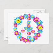 Carte Postale Panneau de Paix Fleur avec les visages (Devant / Derrière)