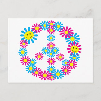 Carte Postale Panneau de Paix Fleur avec les visages