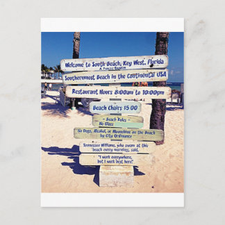 Carte Postale panneau de plage key west florida
