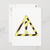 Carte Postale Panneau de prudence jaune et noir Exclamation du t (Devant / Derrière)