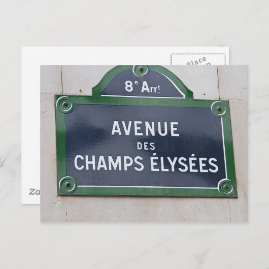 Carte Postale Panneau de rue à Paris (Devant / Derrière)