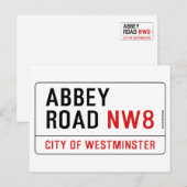 Carte Postale Panneau de rue Abbey Road (Devant / Derrière)