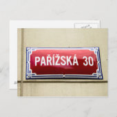 Carte Postale Panneau de rue légendaire de Prague (Devant / Derrière)