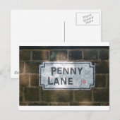 Carte Postale Panneau de rue Penny Lane, Liverpool Royaume-Uni (Devant / Derrière)