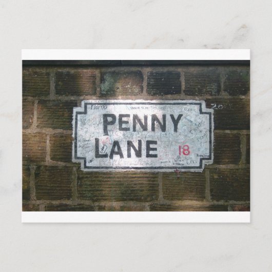 Carte Postale Panneau de rue Penny Lane, Liverpool Royaume-Uni (Devant)