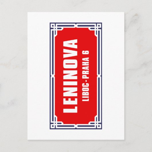 Carte Postale Panneau de rue tchèque Leninova, Prague (Devant)