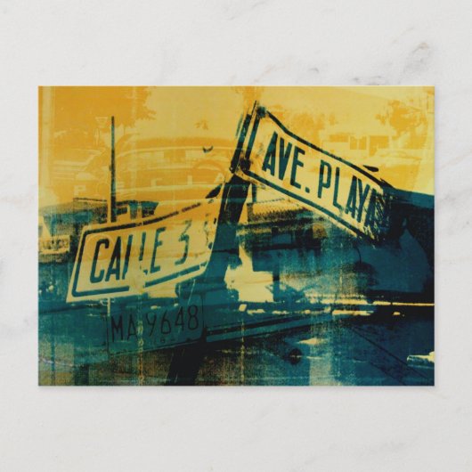 Carte Postale Panneau de rue vert et jaune (Devant)