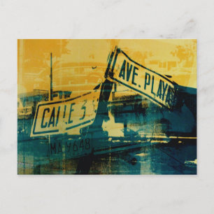 Carte Postale Panneau de rue vert et jaune