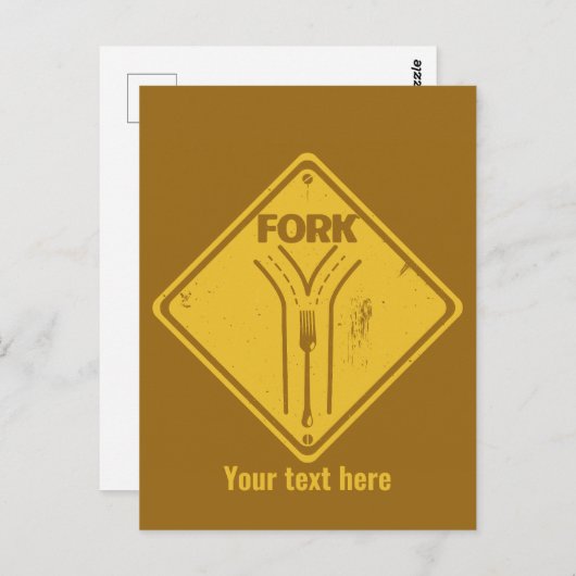 Carte Postale Panneau de signalisation drôle de bifurcation (Devant / Derrière)