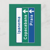 Carte Postale Panneau de signalisation Ipanema/Copacabana/Plage, (Devant)