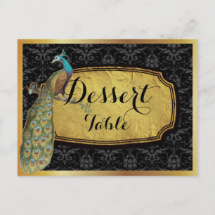 Carte Postale Panneau de table de dessert facultatif paon en or