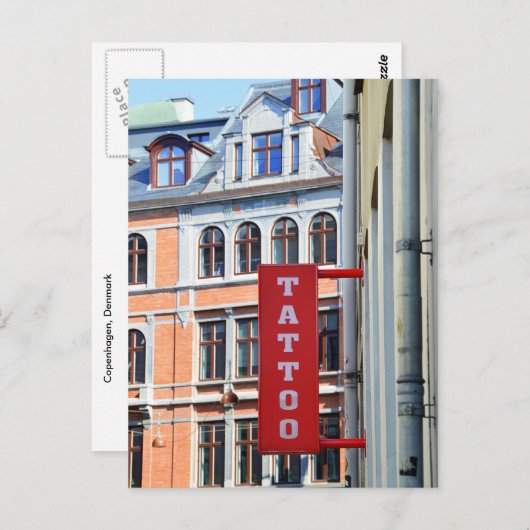 Carte Postale Panneau de tatouage de Copenhague (Devant / Derrière)