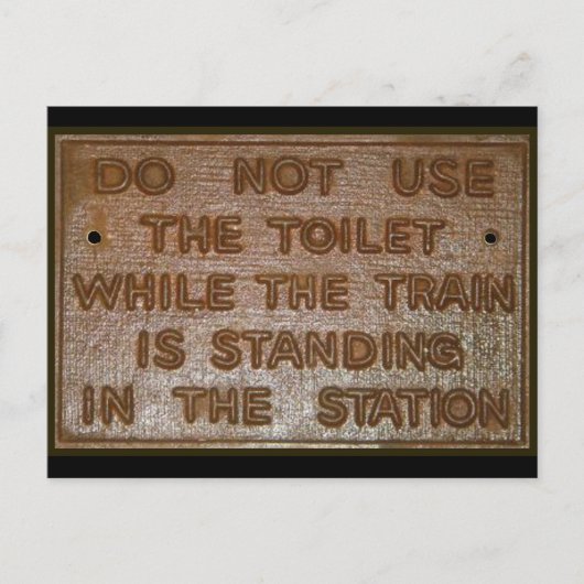 Carte Postale panneau de toilette de l'ancien train (Devant)