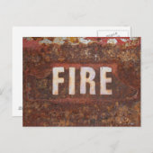 Carte Postale Panneau d'incendie sur plaque d'acier rouillé. Cad (Devant / Derrière)