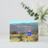 Carte Postale Panneau El Camino de Santiago (légende) (Debout devant)