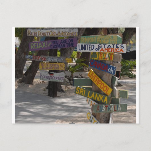 Carte Postale Panneau indicateur Rum Point Grand Cayman (Devant)