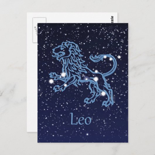 Carte Postale Panneau Léo Constellation et Zodiaque avec étoiles (Devant / Derrière)