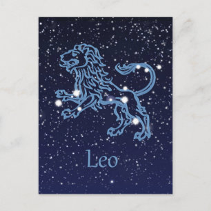 Carte Postale Panneau Léo Constellation et Zodiaque avec étoiles
