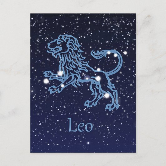 Carte Postale Panneau Léo Constellation et Zodiaque avec étoiles (Devant)
