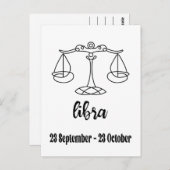 Carte Postale Panneau Libra, Zodiac (Devant / Derrière)