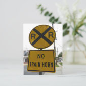 Carte Postale Panneau Pas de corne de train (Debout devant)