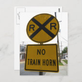 Carte Postale Panneau Pas de corne de train (Devant / Derrière)
