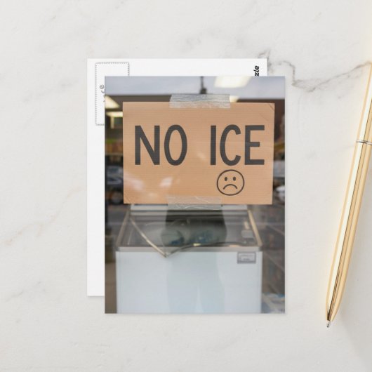 Carte Postale panneau pas de glace dans une fenêtre (Devant/Arrière en situation)