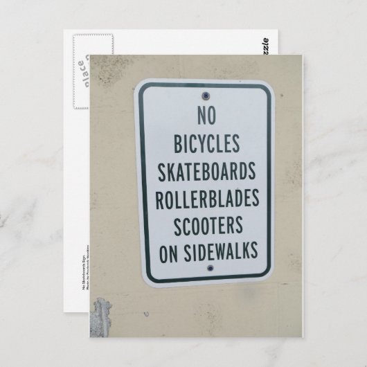 Carte Postale Panneau Pas de skateboard (Devant / Derrière)