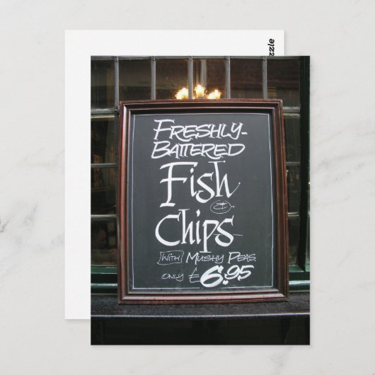 Carte Postale Panneau Poisson et jetons (Devant / Derrière)