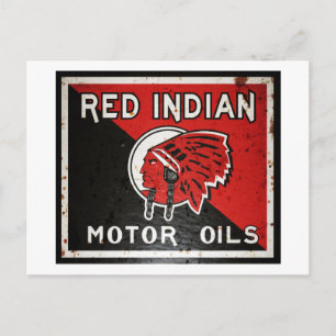 Carte Postale Panneau Red Indian Motor Oil rouillé vers.