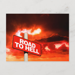 Carte Postale Panneau Route vers l'enfer